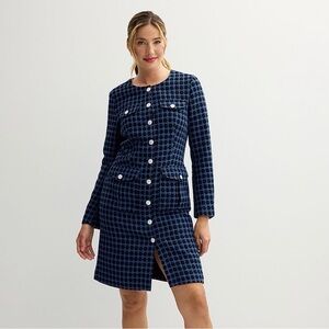 NWT Nanette Lepore Black and Blue Checkered Sheath Dress